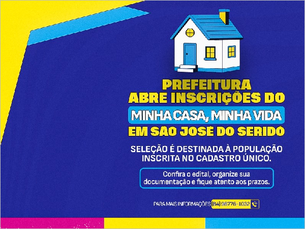 Prefeitura abre inscrições do Minha Casa Minha Vida para população do CadÚnico  [...]